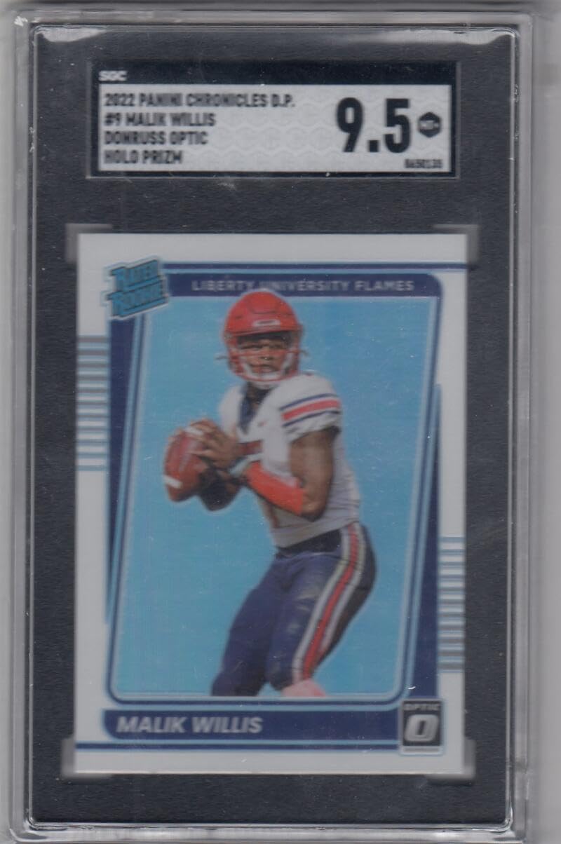 Football Trading Card NFL 2022 Panini Chronicles Draft Picks Donruss Optic Rated Rookie Holo #9 Malik Willis SGC 9.5 MINT+