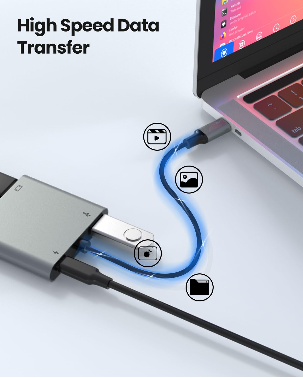 Adaptador USB C a doble HDTV, divisor  4K a 60Hz HDTV para monitores duales, macOS solo permite el modo espejo, Windows permite la visualización de varios monitores 3 pantallas separadas para PD de 100 W, puerto USB-A 6