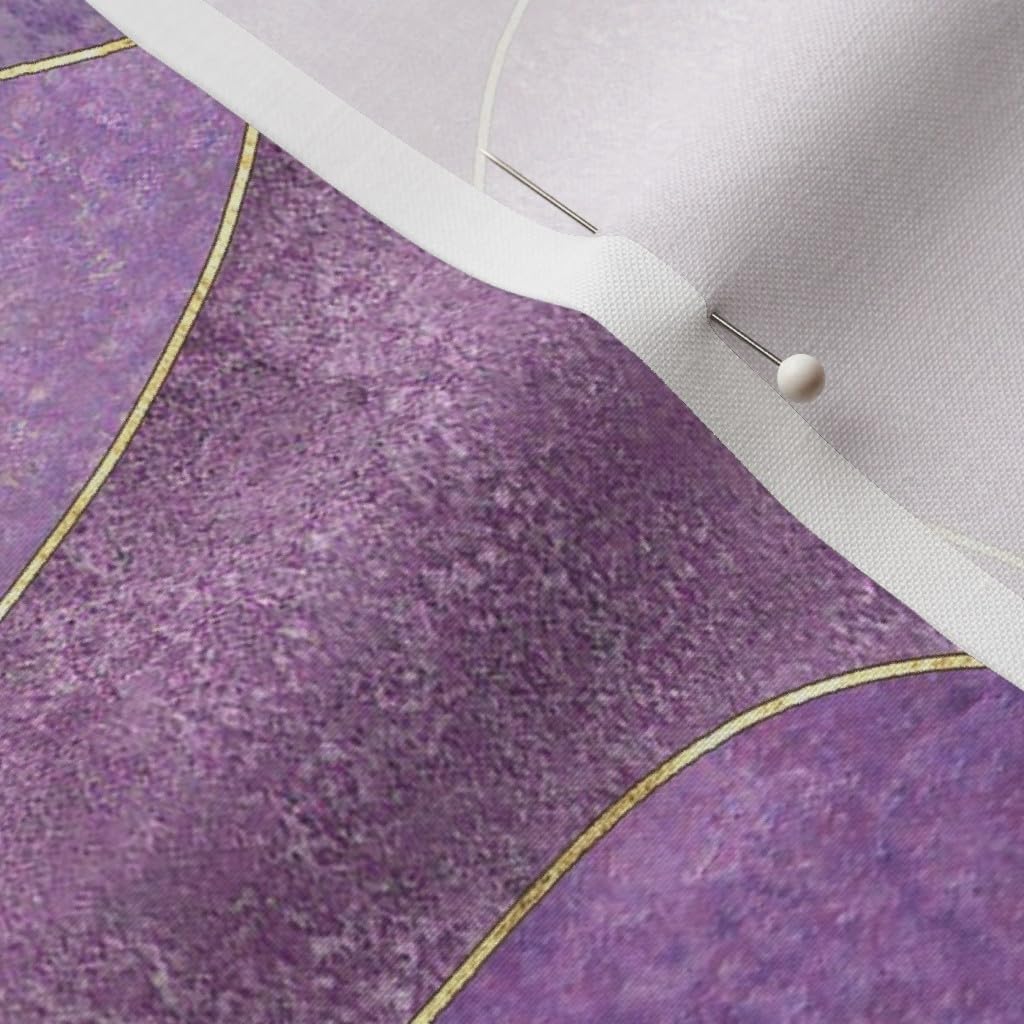 Spoonflower Fabric - Amethyst Purple Gold Geometric Abstract Waves Shapes Lavender Printed on Petal Signature Cotton Fabric Fat Quarter - Sewing Quilting Apparel Crafts Decor