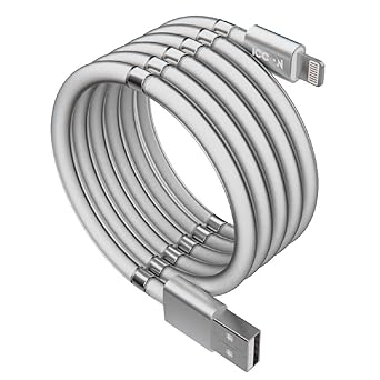 ICCON rugged premium magnetic organised apple lightning cable | apple charging cable | iphone data cable fast charging current: 4 amp | Length: 1.2 meter | Data: 480 mbps | Ideal for iPhone 6/6s/7/8/9/ X/ XE/12 + iPads + iPods White
