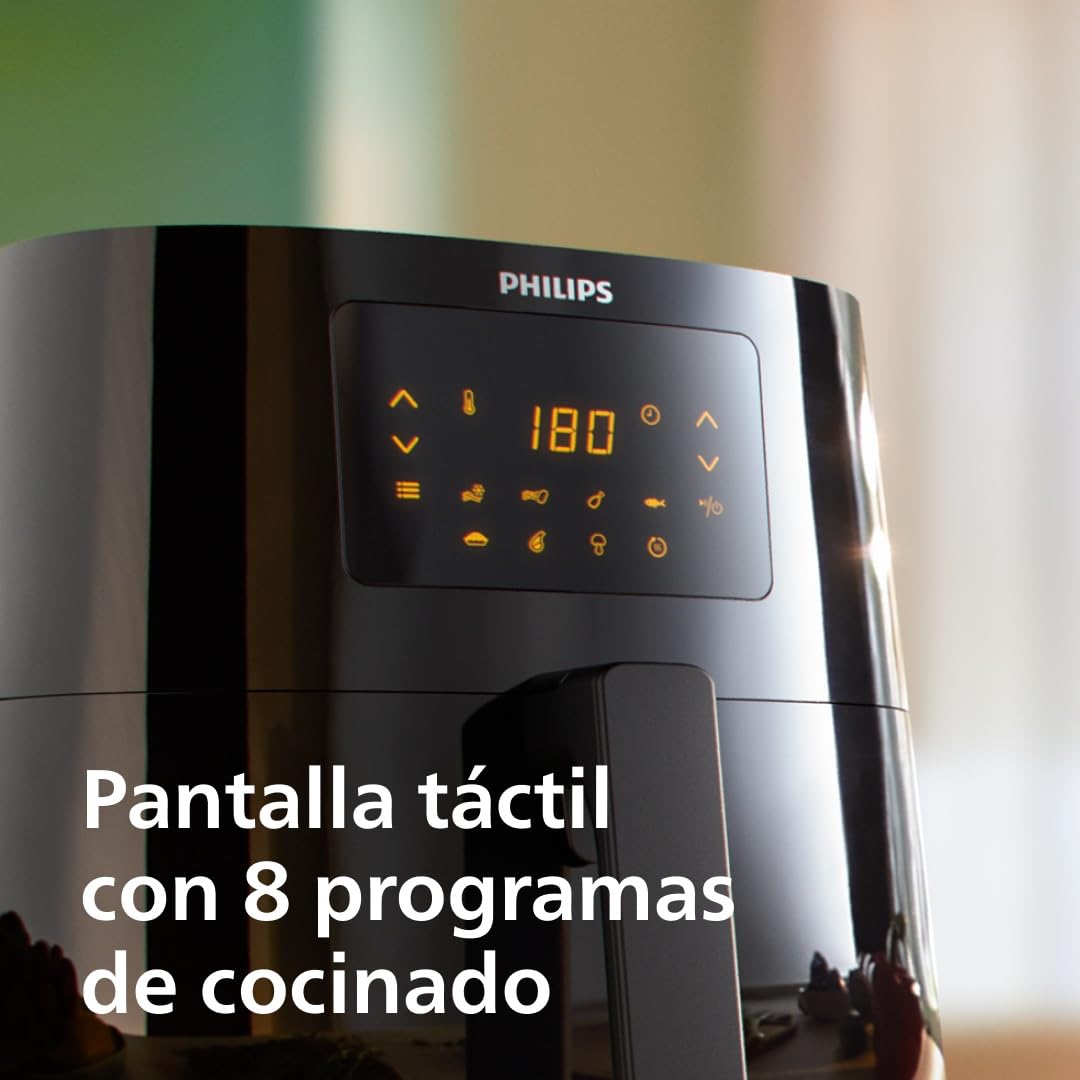 Philips Essential Airfryer XL - 6.2L, Freidora sin Aceite, Tec Rapid Air, Pantalla Táctil, NutriU App (HD9270/90)