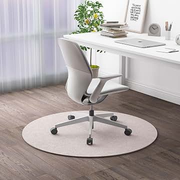 Highdi Alfombrilla para Silla de Oficina, Redondo Protector Suelo Silla Ruedas Antideslizante Resistente a los Arañazos, TPE Alfombrilla de Protección para Suelos Duros (Crema,80cm)