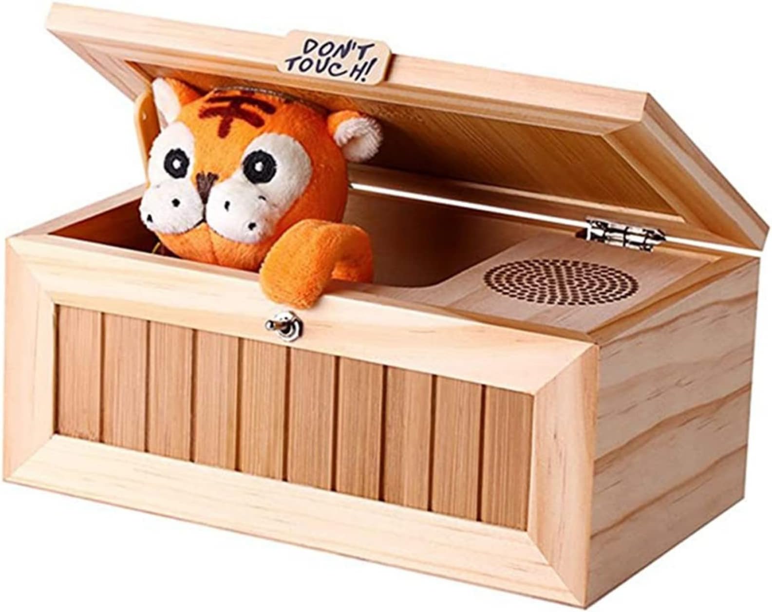 UANAGA Don't Touch Useless Box,Don't Wake Me Box,Leave Me Alone Box Machine Box with Real Wood Don't Touch Tiger Toy for Home & Office Desk Gift(Yellow, One Size)