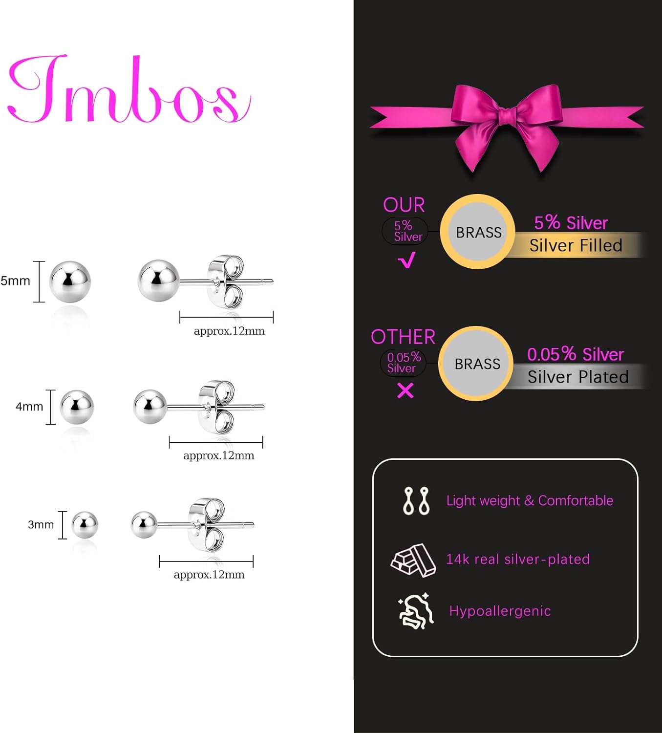 IMBOS Pearl Earrings 14k Gold Plated Daisy Flower Stud Earrings for Women Ball Stud Flat Back Earring Hypoallergenic Statement Earring Trendy Jewelry Gift for Women - Image 6