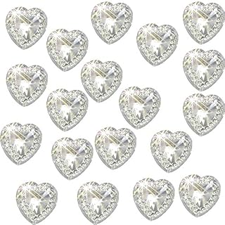 Syntego 80 x Self Adhesive Clear Heart Gems Diamante Acrylic Crystals Approx 1.2cm Card Making Embellishments
