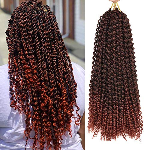 Amchoice Passion Twist Hair 24 Inch Water Wave Crochet Hair for Black Women Long Bohemian Crochet Braids Passion Twist Crochet Braiding Hair Extensions (8 Packs T350#)