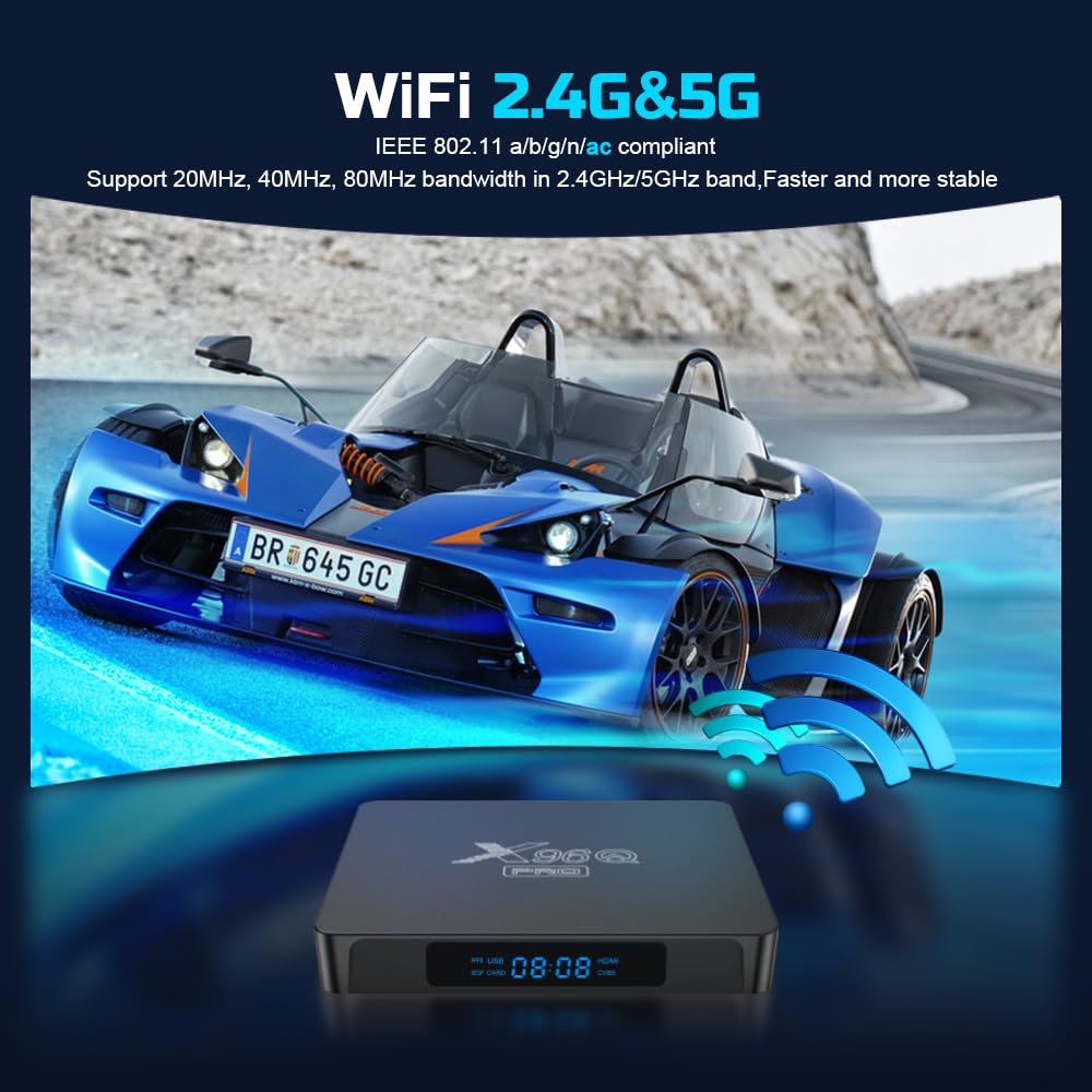 X96QPRO 2GB de RAM y 16GB de ROM Box Android TV Box Media Player Alta calidad (Android 10.0) con mando a distancia y cable HDMI, Reproductor multimedia Caja TV 4K