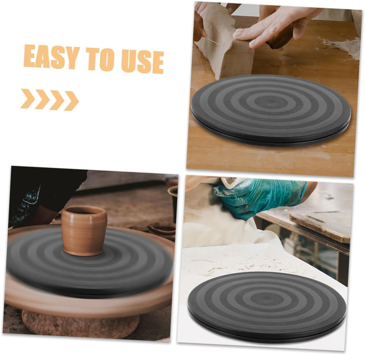 SHOWERORO 2pcs Plastic Turntable Rotating Stand for Pottery Lazy Susan Turntable Swivel Base No Assembly Needed
