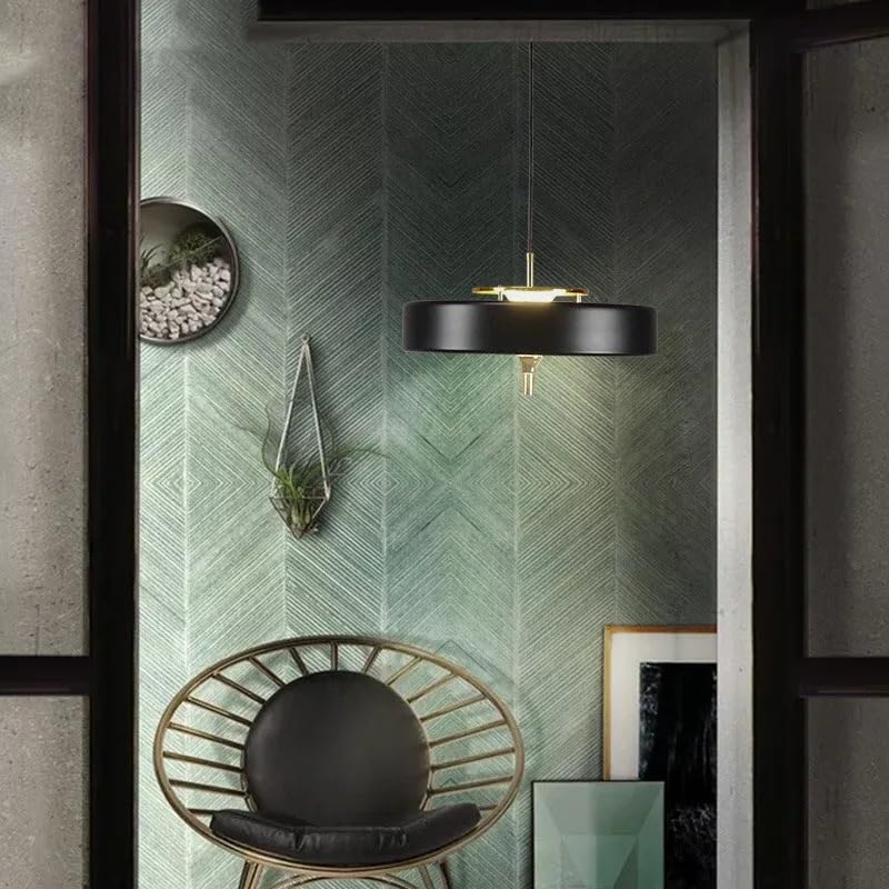 Lampe suspendue cercle noir au style nordique pour table de café