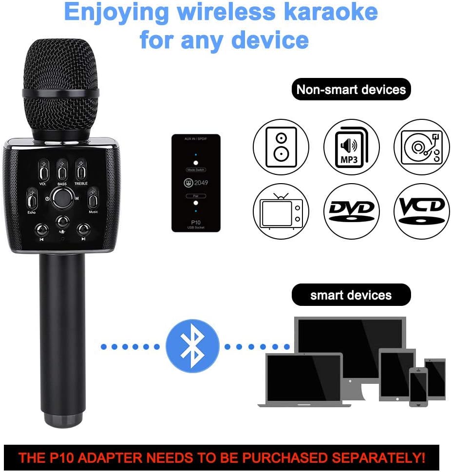 Suреr Bіg Clеаrаnсе! 2049 X37 12w Cardioid Dynamic Karaoke Microphone, Handheld Wireless Bluetooth Karaoke Systems Karaoke Machine for Home,Outdoor,Party,Classroom,Wedding,Car Compatible with Smart phone/PC/Mp3/Mp4/TV …