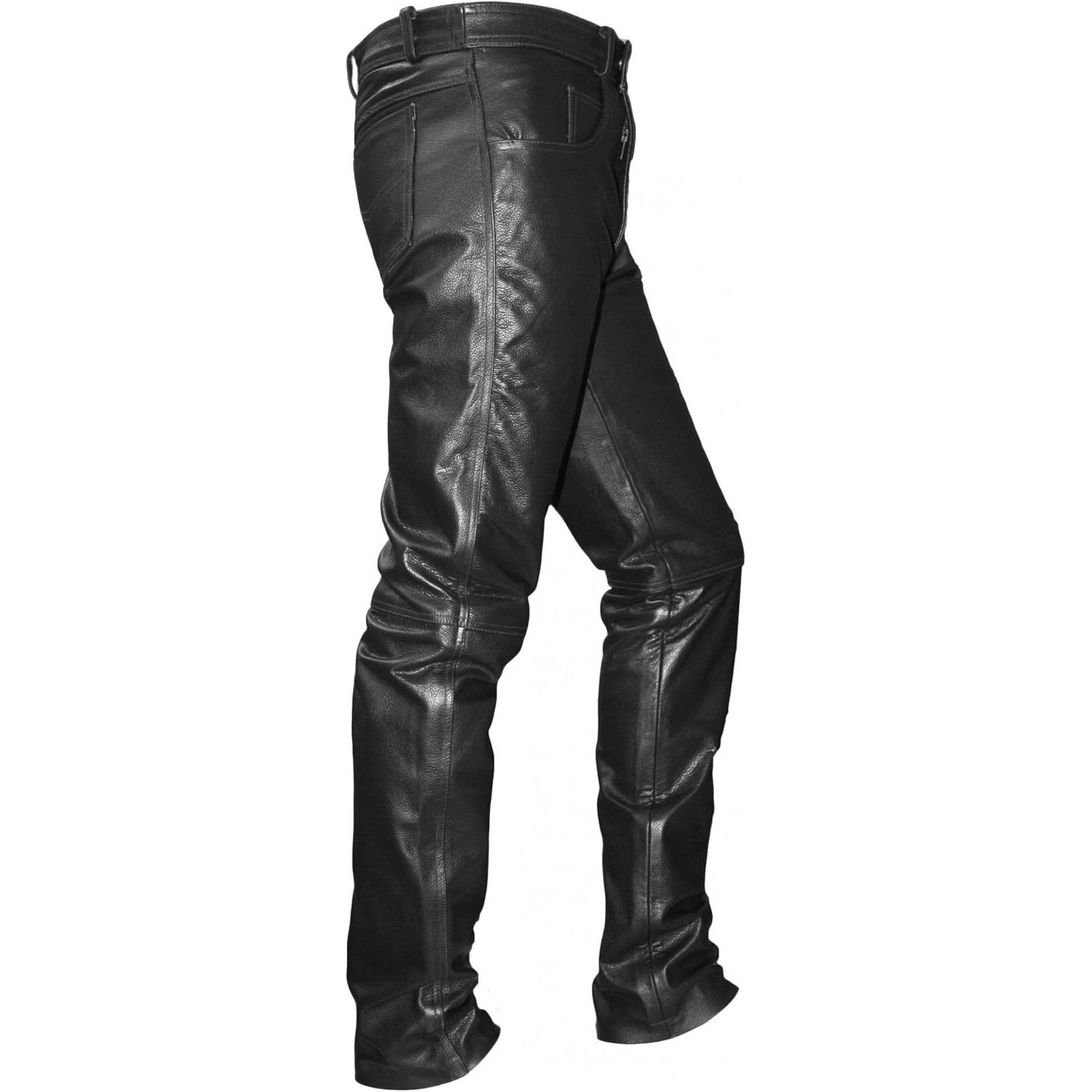 German Wear Lederhose lederjeans bikerjeans Jeans Hose aus Büffelleder Schwarz