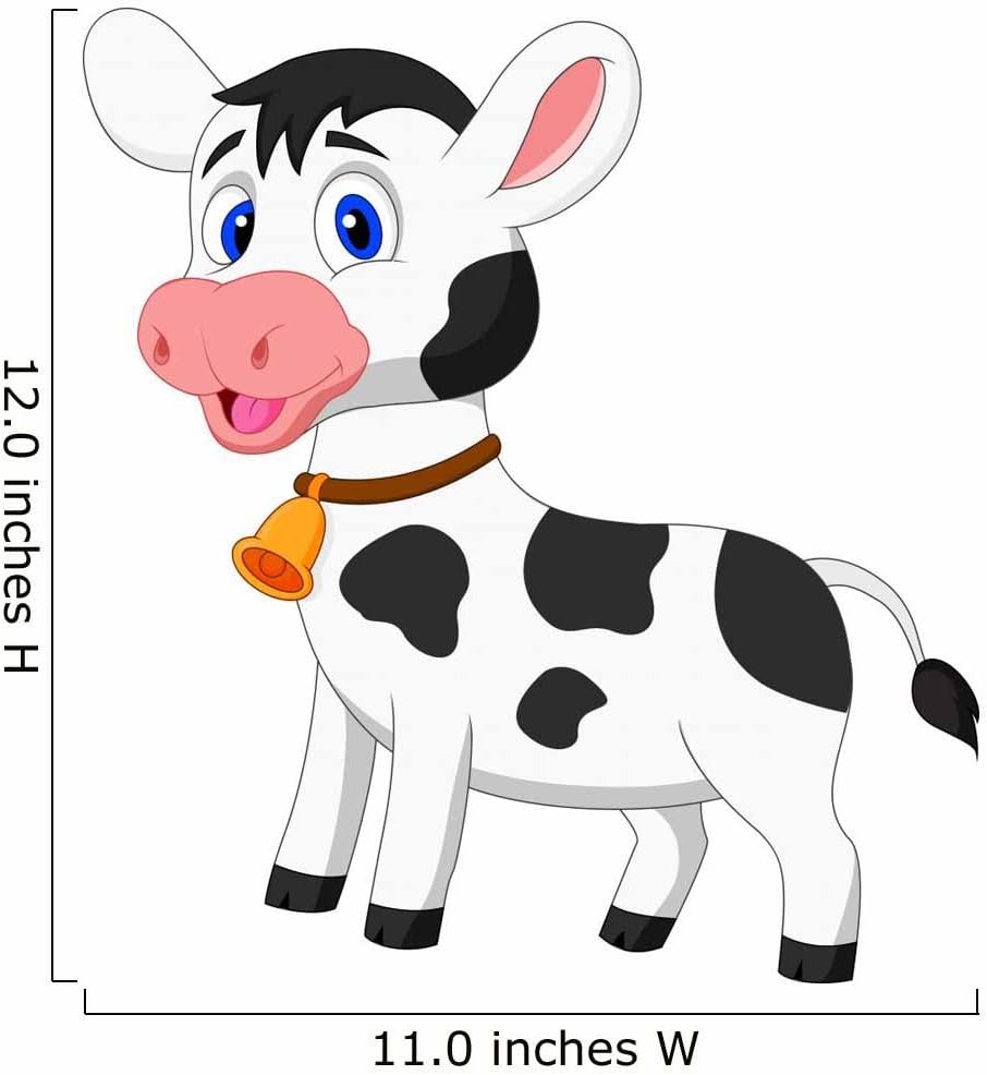 Wallmonkeys Cute Cow Wall Decal Peel and Stick Graphic (12 in H x 11 in W) WM336551