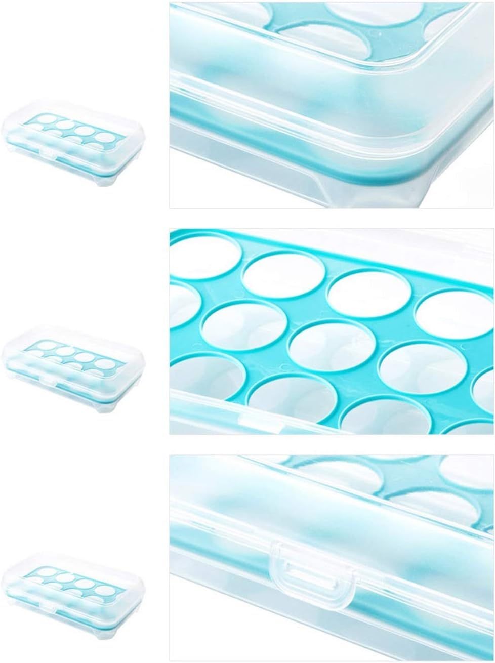 Egg Tray, Lockable Lid Container Refrigerator Portable Orderly Storage Box for Duck Hen Poultry Egg Holder (Color : Blue) (Blue)