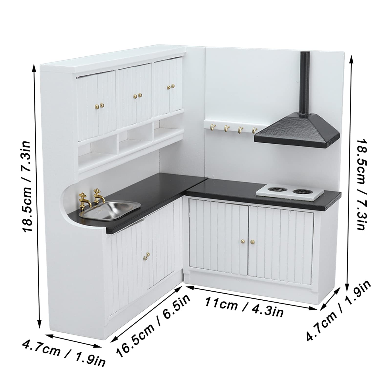 Cucina della Casa delle Bambole con Set di Mobili in Legno in Scala 1:12