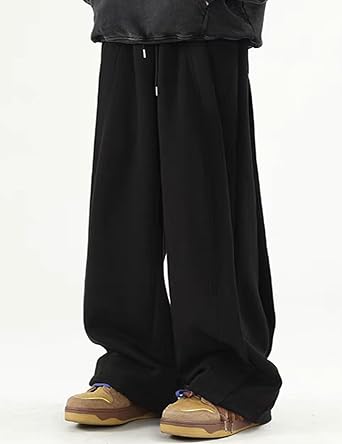 FCOOLYEET Men's Y2k Baggy Sweatpants Drawstring Track Pants Wide Leg Streetwear Pants Loose Yoga Gym Pants