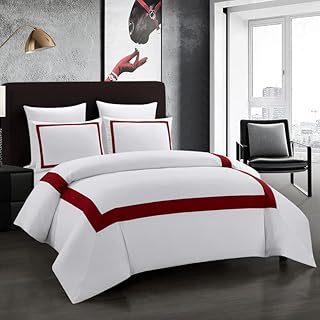 OSVINO Hotel Duvet Cover Set 3Pcs Microfiber Simple Line Style Bedding Set Ultra Soft Quilt Cover Set with Pillowcases, Navy, King