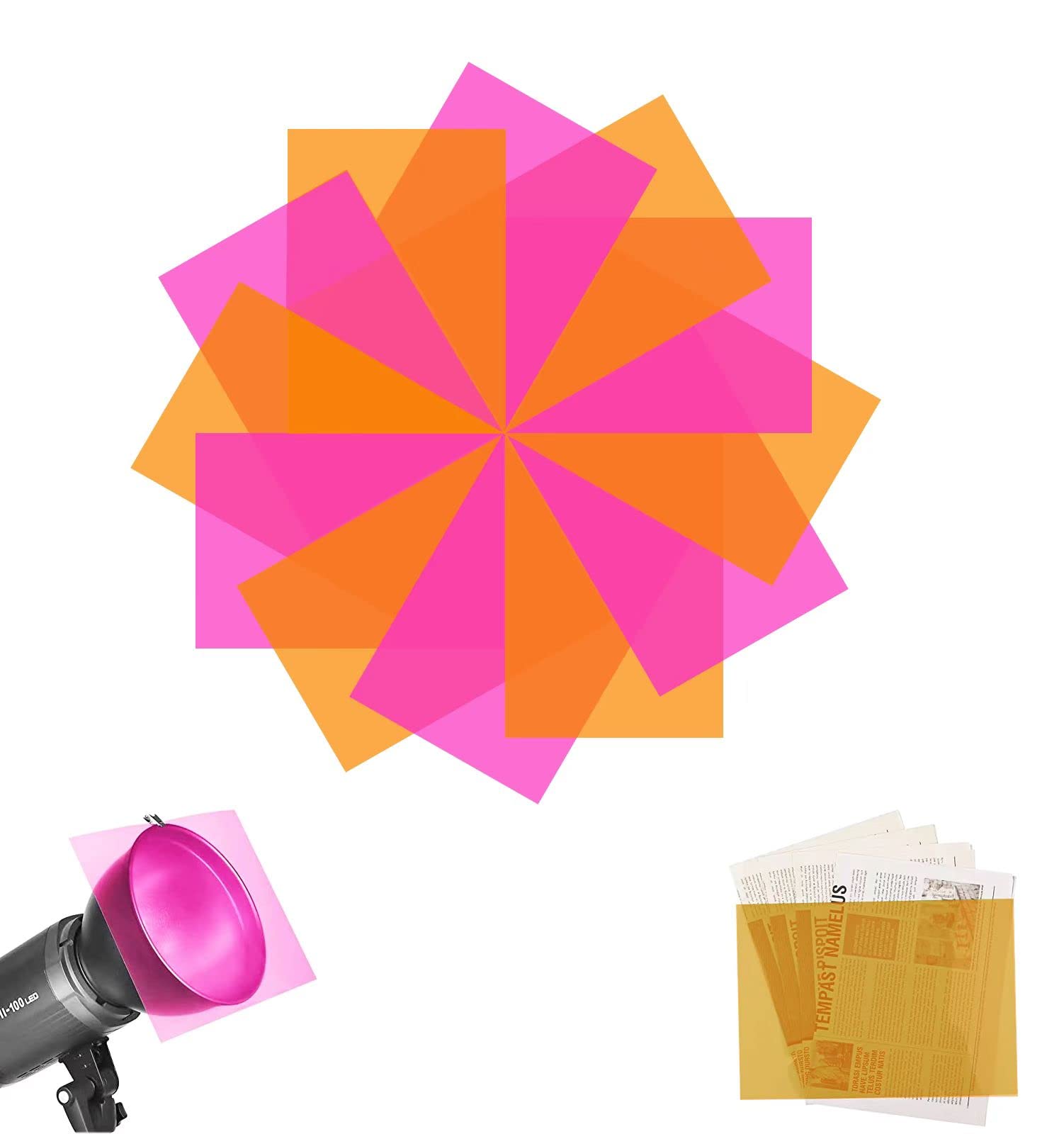 LILIYA 12 Pcs Transparent Correction Gel Light Filter, Colored Filter Plastic Sheet for