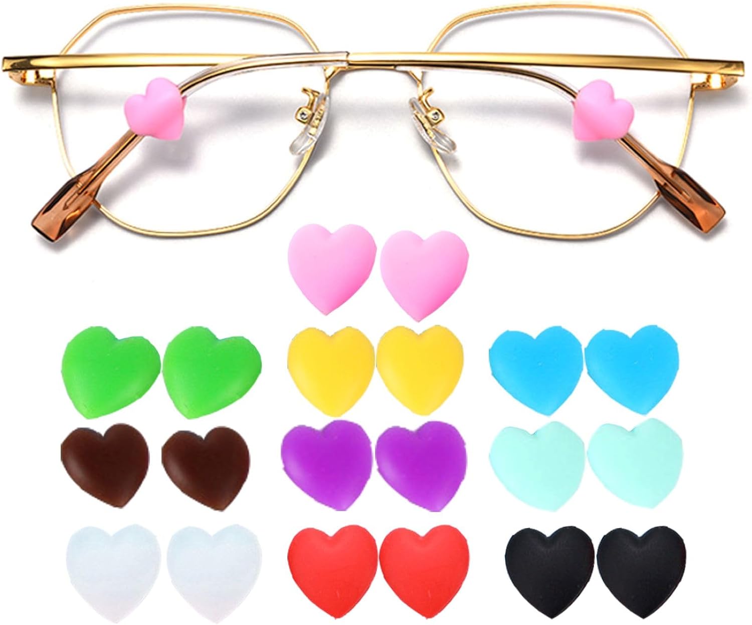 Non-Slip Glasses Ear Hooks 10 Pairs Silicone Glasses Ear Cushions Comfort Silicone Non-Slip Holder for Glasses Temple Tip Colourful