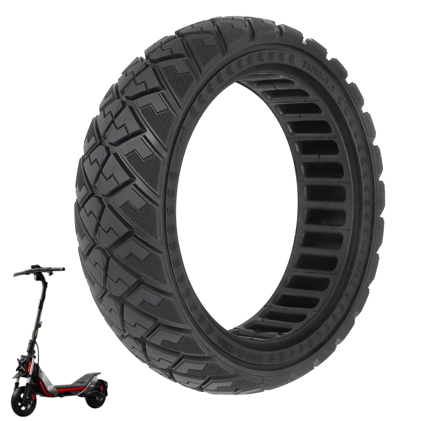 Prodrocam Pneu Plein 70/60-7,5 Pour Scooter électrique Segway Ninebot ZT3 / ZT3 Pro 11" Pneu De Rechange En Caoutchouc Plein Honeycomb Solid Pneu Avant/ Arrière (noir