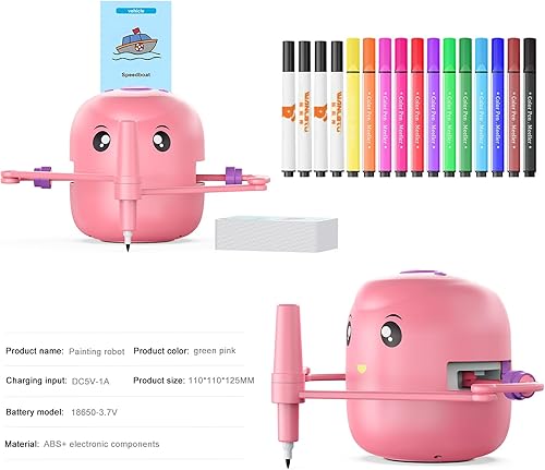 Miniatura 8 de Robot de dibujo inteligente para niños, juguete educativo Montessori de pintura para mayores de 5 años con interacción de voz y 16 bolígrafos de