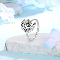 Vista 4 de Fidget Spinner Anxiety Rings for Women: Sterling Silver Lotus Moon Star Sunflower Ring Stress Relieving Calm Ring Jewelry Gifts for Daughter