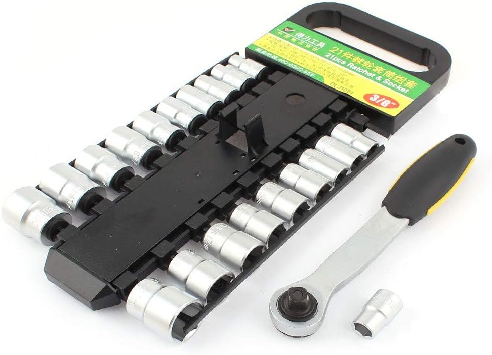 New Lon0167 Bike Metal Featured 3/8" Square Drive reliable efficacy Hex Socket Ratchet Wrench Tool Set 21 in 1(id:354 e8 5e 4d5)
