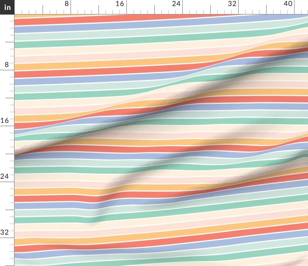 Spoonflower Fabric - Retro Rainbow Stripe Colorful Spring Summer Pastel Printed on Petal Signature Cotton Fabric by The Yard - Sewing Quilting Apparel Crafts Decor