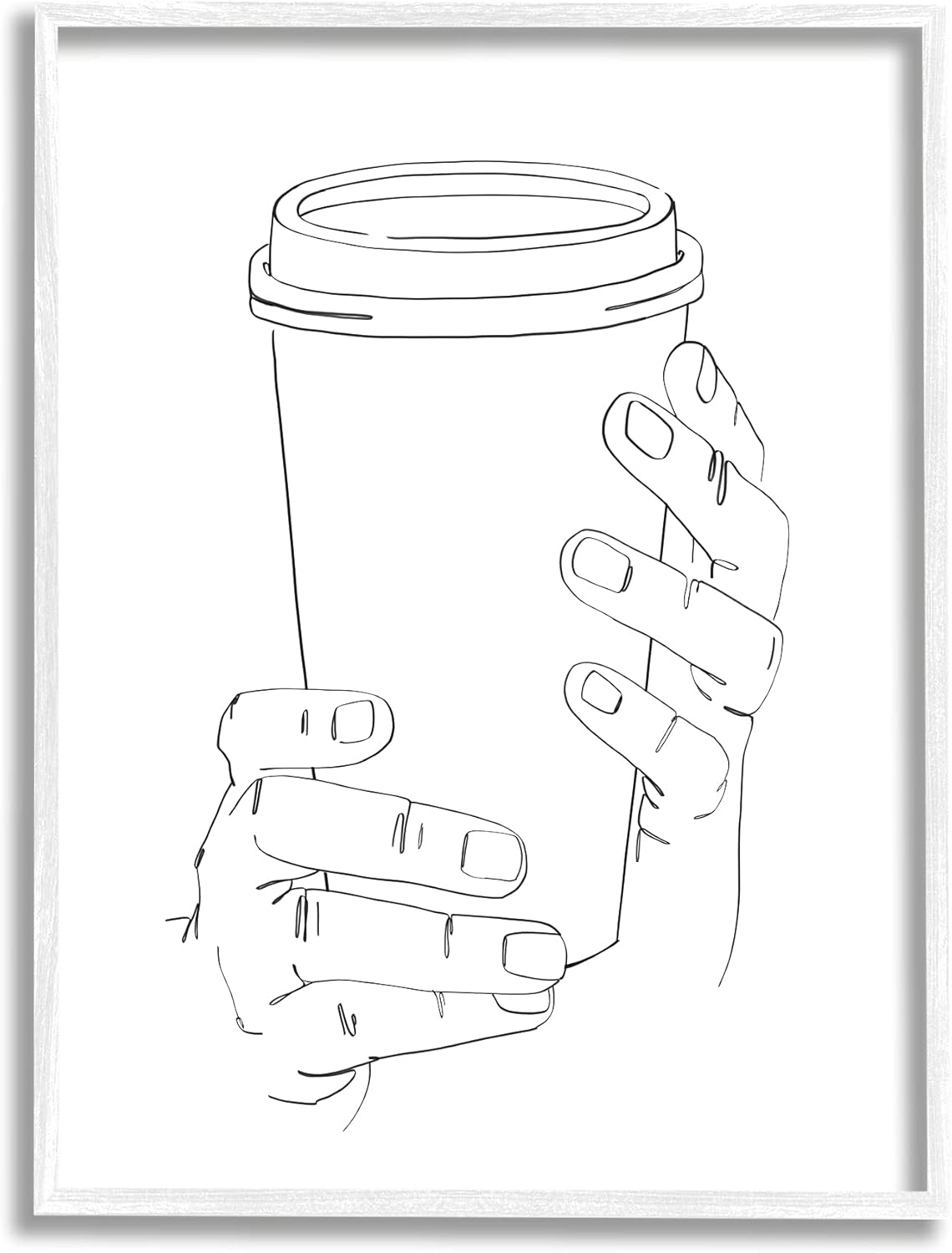 Stupell Industries Cold Hands Holding Cup Minimal Line Drawing