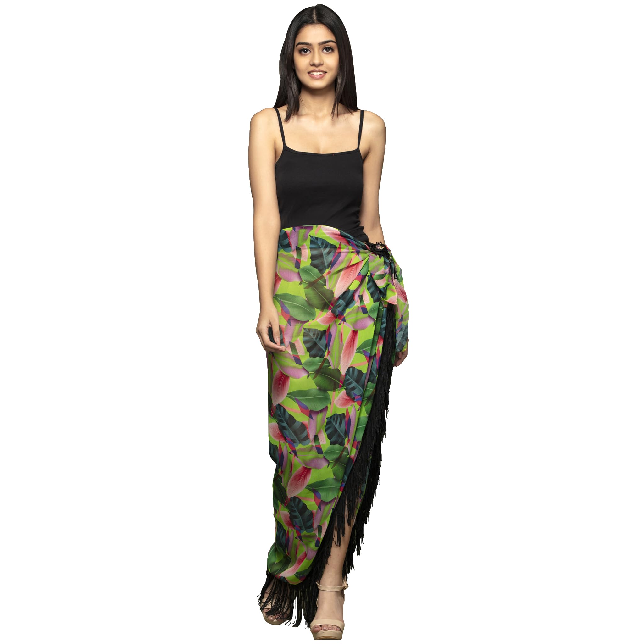 first resort by Ramola Bachchan Women's Pink and Green Long Sarong-picture-39