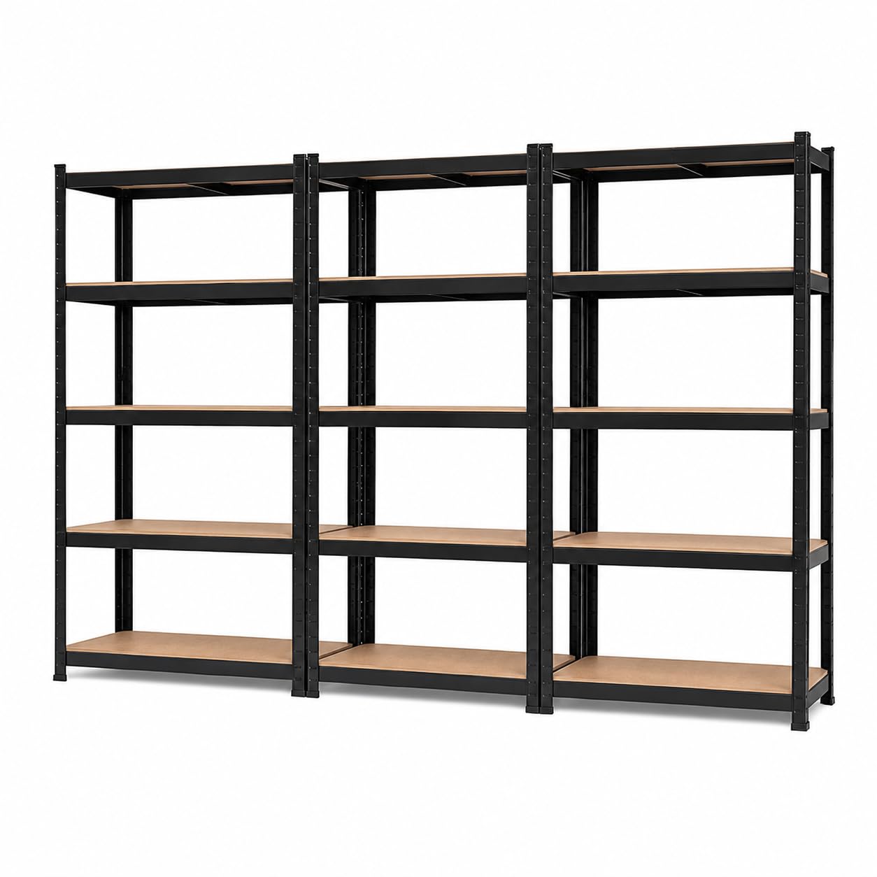 stooltopia 5 Tier Heavy Duty Garage Shelving Unit Metal Storage Shelves Easy To Assemble 175kg Per Shelf (Black, Pack of 3)