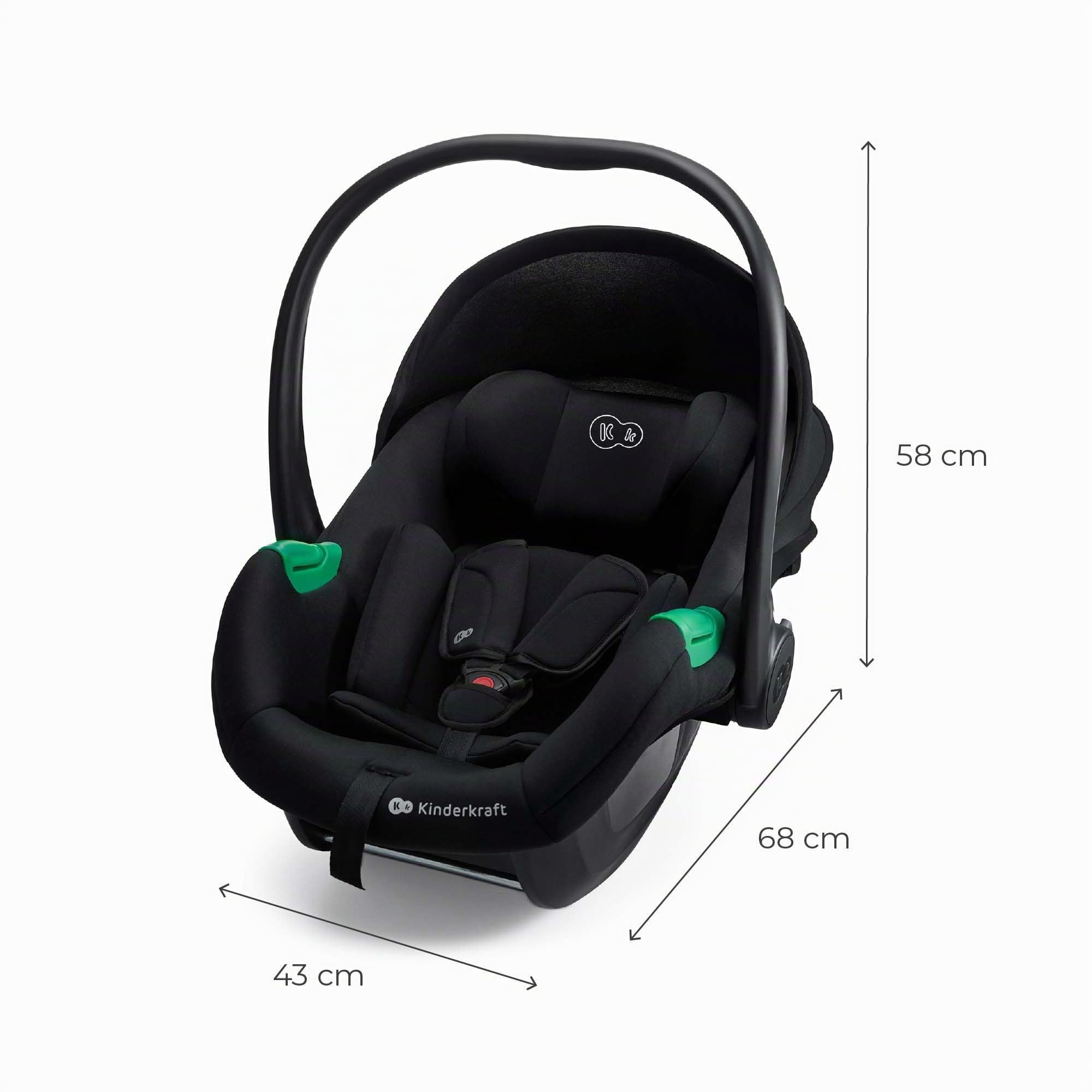 Kinderkraft MINK PRO 2 i-Size Silla de coche 40-87 cm, Grupo 0+ Desde el Nacimiento, Reposacabezas ajustable, Reductor para los más pequeños incluido, Negro