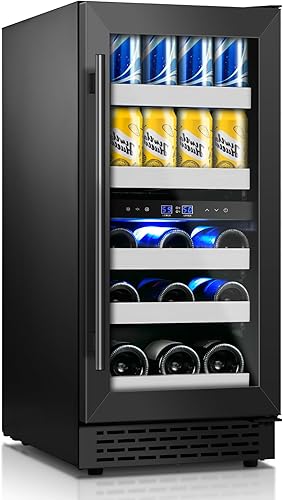Miniatura 16 de Refrigerador de vino de 24 pulgadas, refrigerador de zona dual en color negro, refrigerador de vino y bebidas con puerta de vidrio para 20 botellas