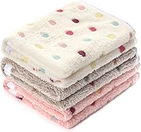 Luciphia 3-Pack Super Soft Dot Pattern Pet Blankets for Dogs & Cats - Small Flannel Throws in Beige/Brown/Pink, Machine Washable