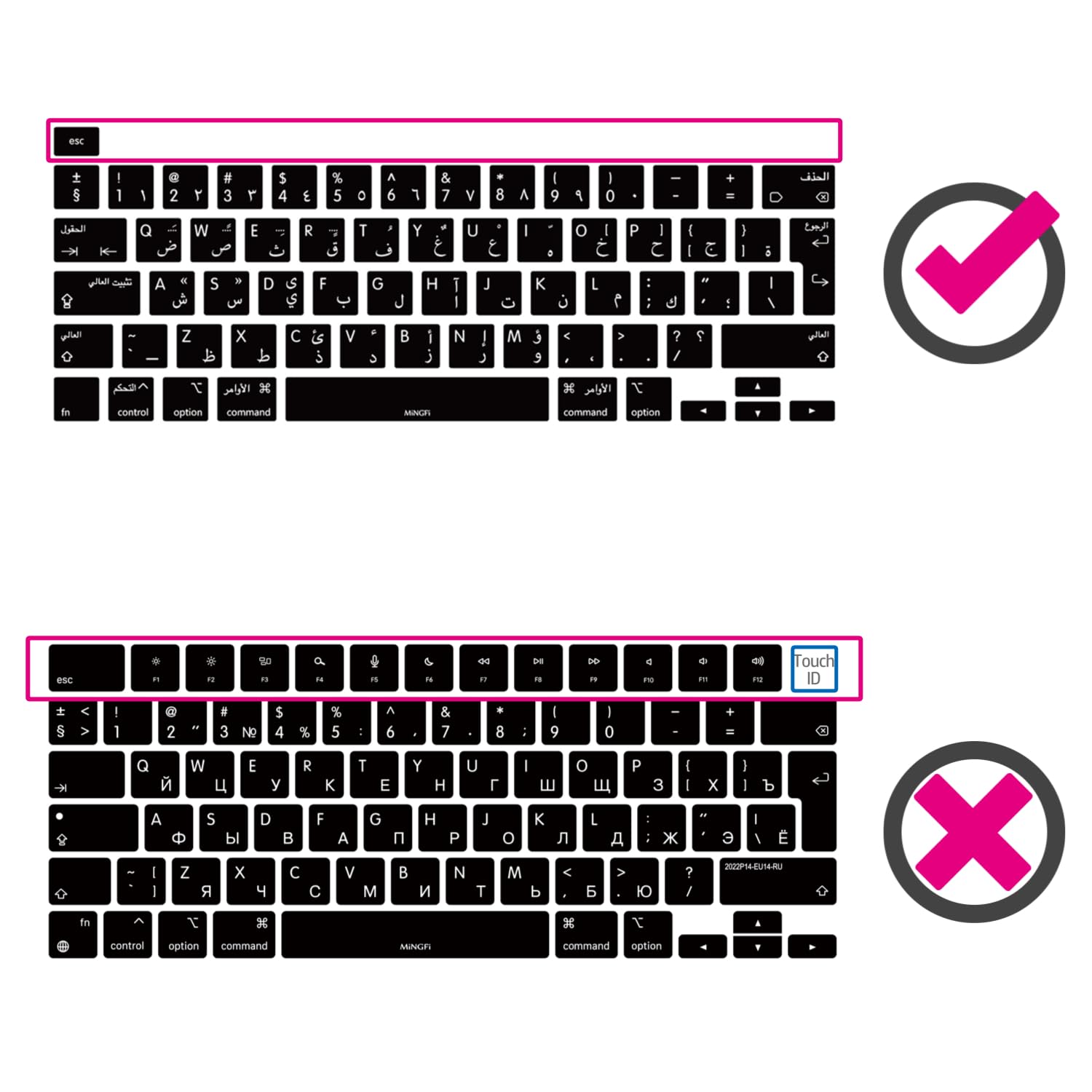 Copritastiera Silicone Tedesco QWERTZ per MacBook Pro 13" M1/M2 A2338 (2020–2023), A2289 (2020), A2251 (2020–2021), Pro 16" A2141 (2019–2021) EU/ISO - Nero