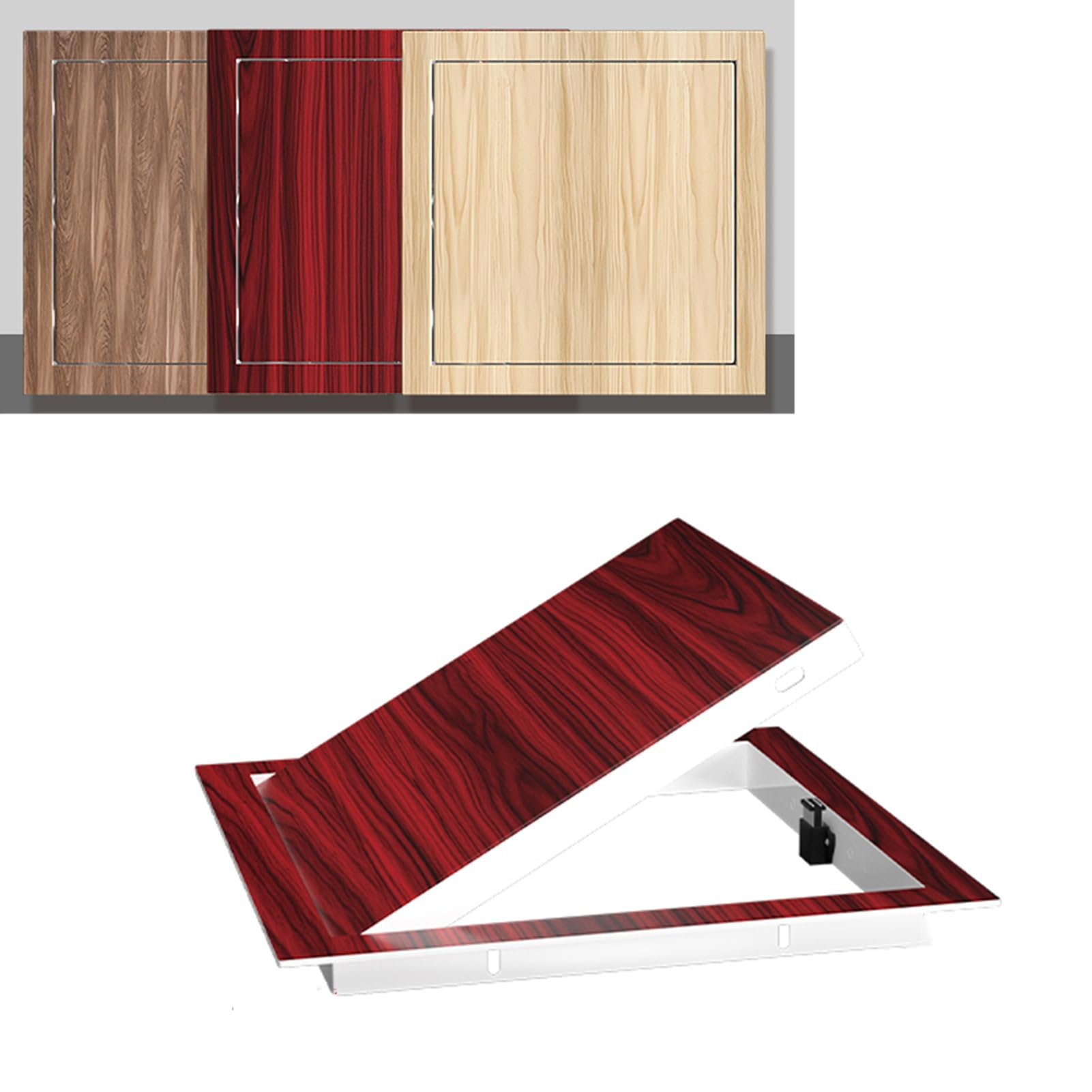 Porte de plomberie dissimulée et personnalisable grain de bois
