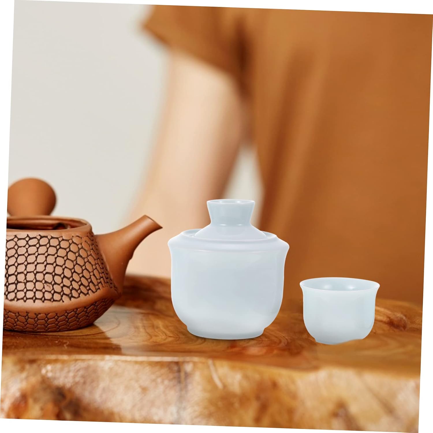 Ciieeo Chinese Style Ceramic Wine Warmer Handmade Pottery Liquor Warmer Kettle Cups