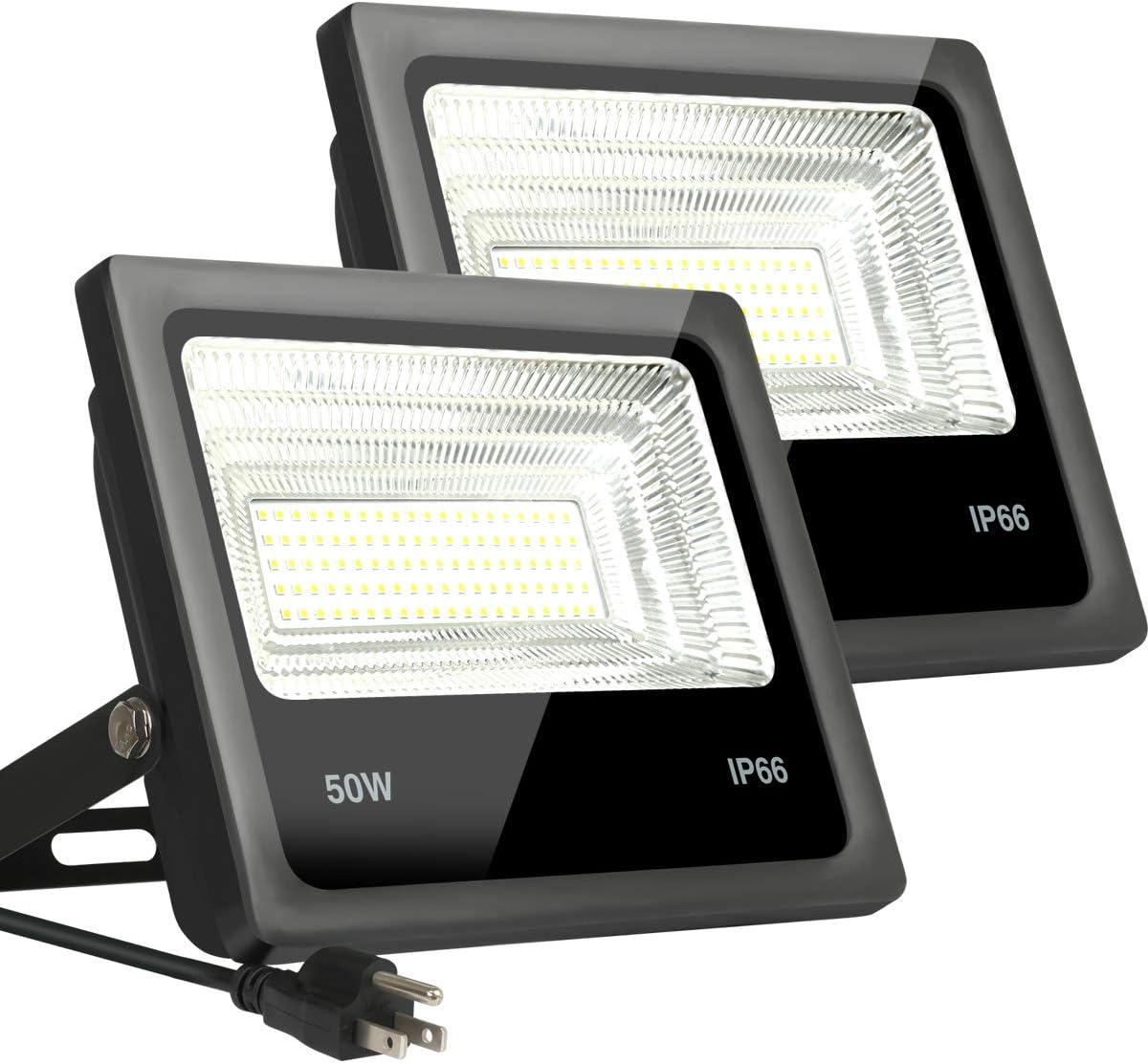 Top Brands Telaso 50W LED Flood Light, 2 Packs IP66 Waterproof, 4500Lm Outdoor Super Bright Security Lights, 6000K Daylight White, 400W Equivalent,120 Beam Angle Backyard Lights for Party,Garden,Lawn,Yard