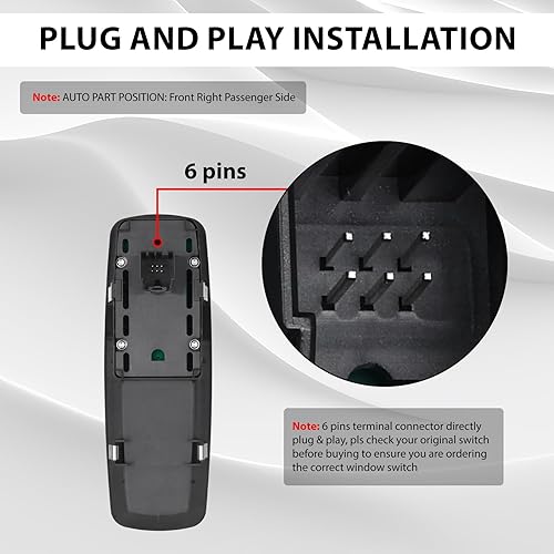 Miniatura 4 de CMRDQD 4602544AG Interruptor de bloqueo eléctrico de la puerta del lado del pasajero compatible con Dodge Grand Caravan 08-12, Chrysler Town and