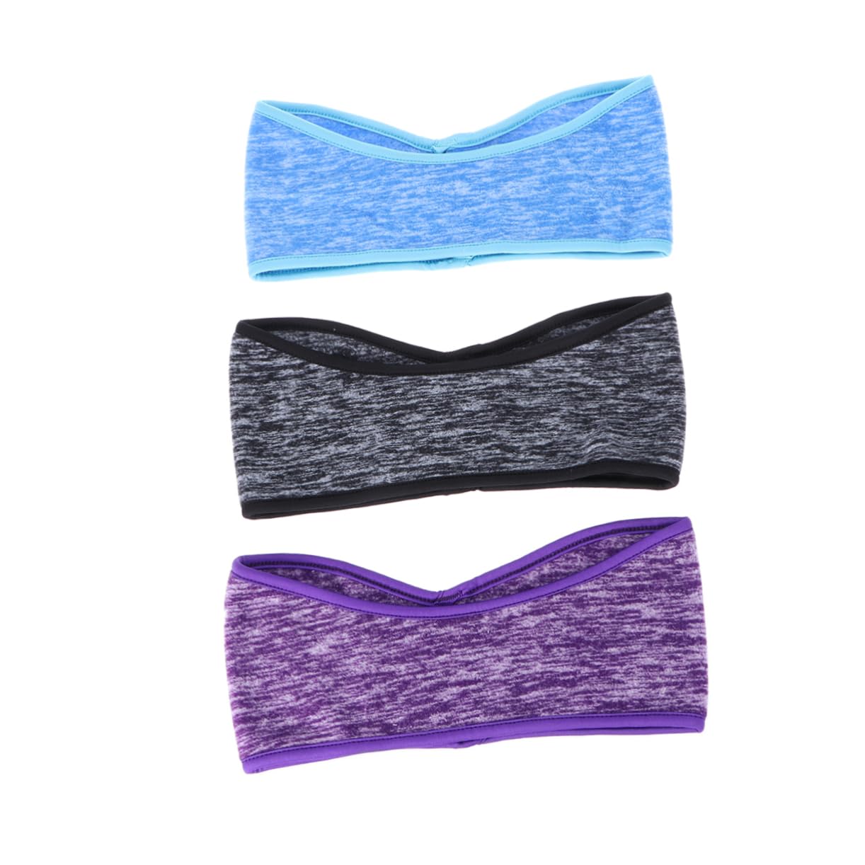 PartyKindom 3Pcs Fleece Ear Warmers Headband Non Slip Sweat Absorbent Muffs for Running Yoga Outdoor Activities Grey Blue Purple Each Color