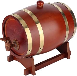 3L Whisky Barrel, Vintage Pine Barrel Beverge Dispenser, Beer Keg Barrel Decanter, for Decoration and Serving Whisky, Beer, Tequila, Ale, Wine(Dark Brown)
