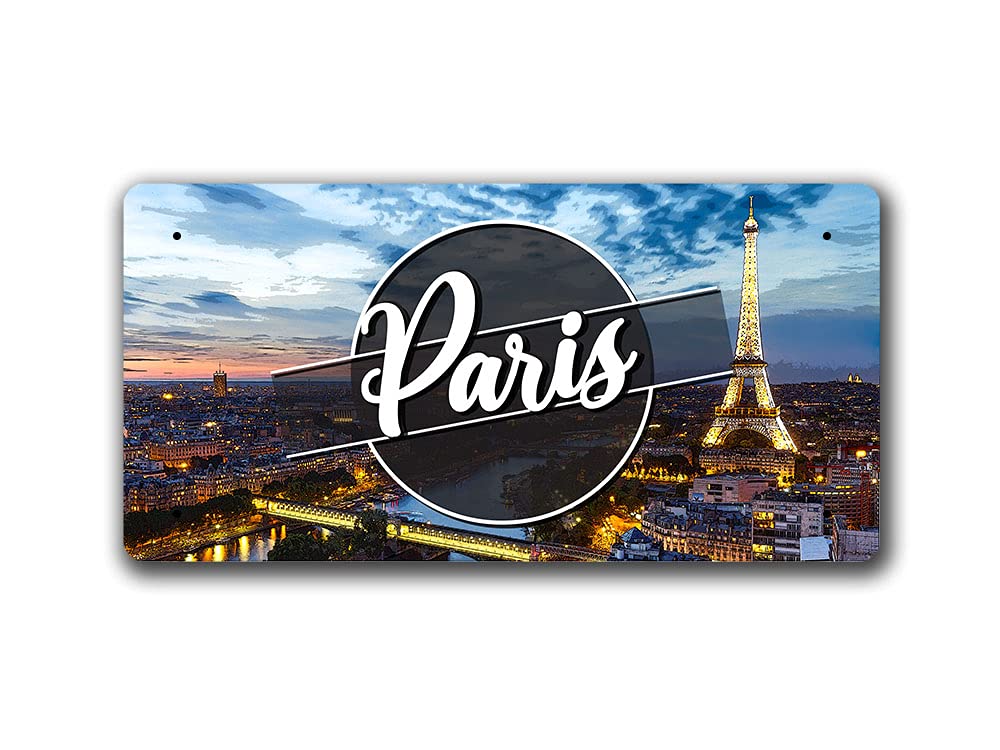 McMug - Paris Night Landscape - France - Metal Sign, Decorative Sign, 200mm x 100mm