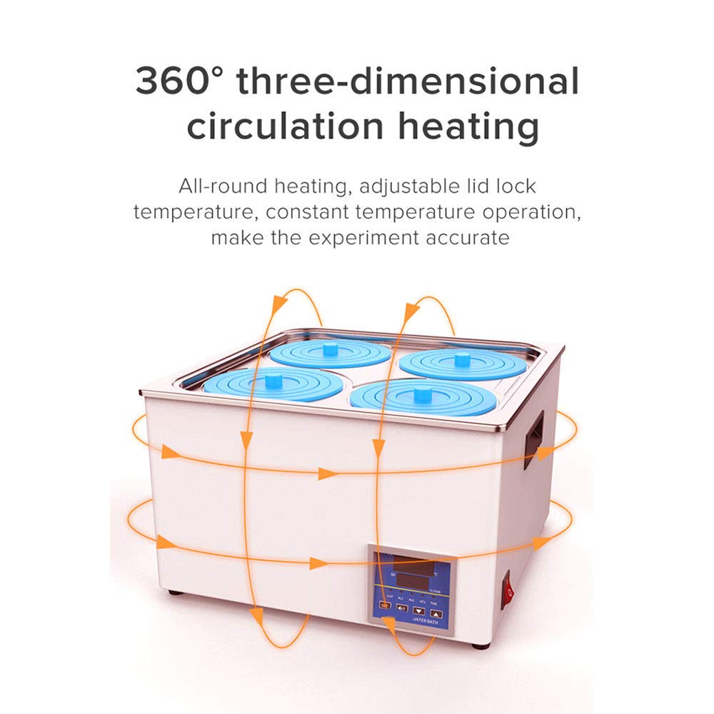 Bain-Marie De Laboratoire, Bain-Marie à Thermostat NuméRique, Bain-Marie Electrique à RéServoir IntéRieur en Acier Inoxydable, RT à 100 °C, Anti-BrûLure à Sec | Capacité 12L | 800W