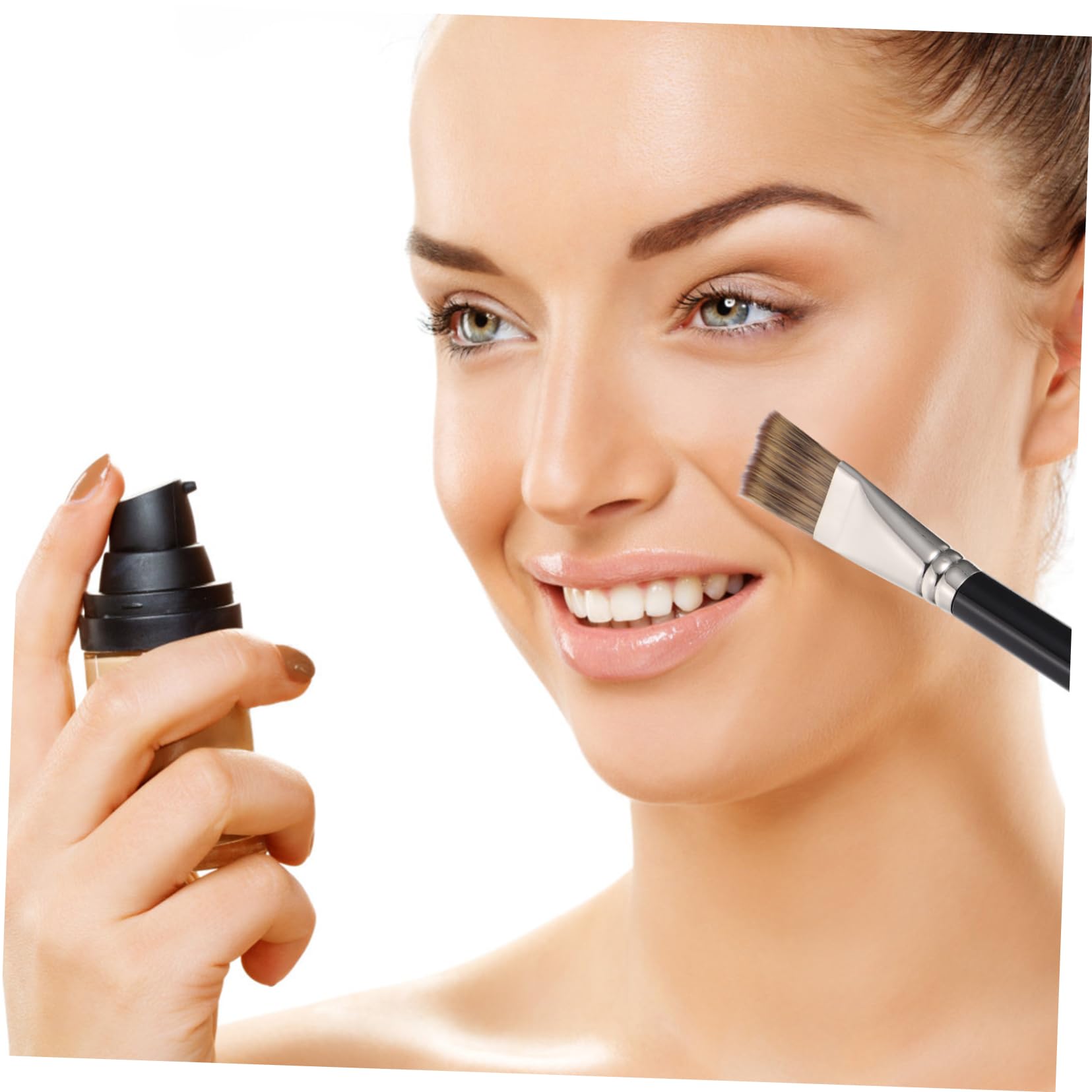 Beavorty 5piezas Brocha De Maquillaje Multifuncional Cabeza Plana Para Base y Polvo Herramienta De Cosméticos Para Difuminar y Aplicar Maquillaje Sin Desperdicio