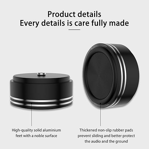 Miniatura 4 de Audiocrast HiFi Puños de Altavoz de Aislamiento Soporte de Pies de Almohadillas de Aluminio 39x17mm Negro Absorbedor de Choques de Altavoz