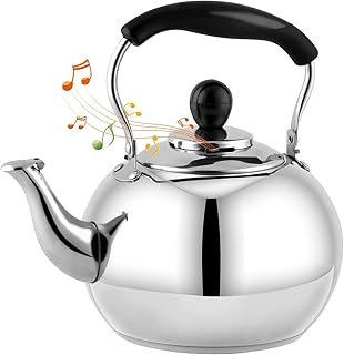 DclobTop Stove Top Whistling Tea Kettle 2.5 Quart Classic teapot appearance Culinary Grade Stainless Steel Teapot Composit...