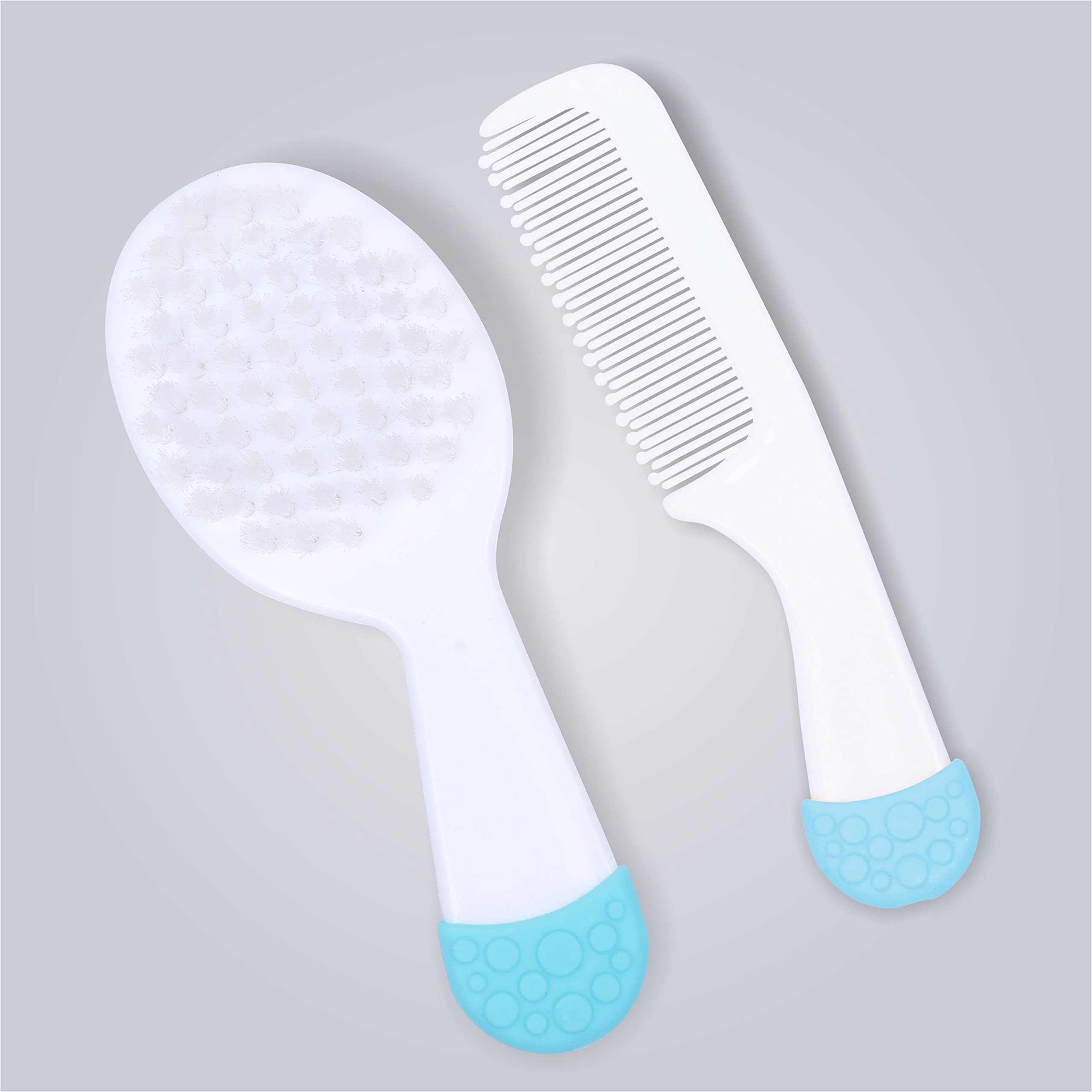 1st Step Matte Collection Easy Grip, Soft & Gentle Comb and Brush Grooming Set - Blue - Image 2 thumbnail