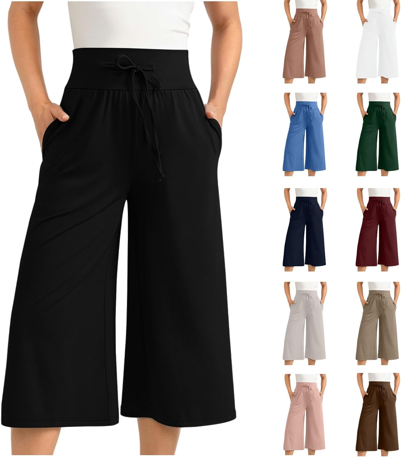 Pantalones Piratas Pantalones Capri Mujer Pierna Ancha Palazzo