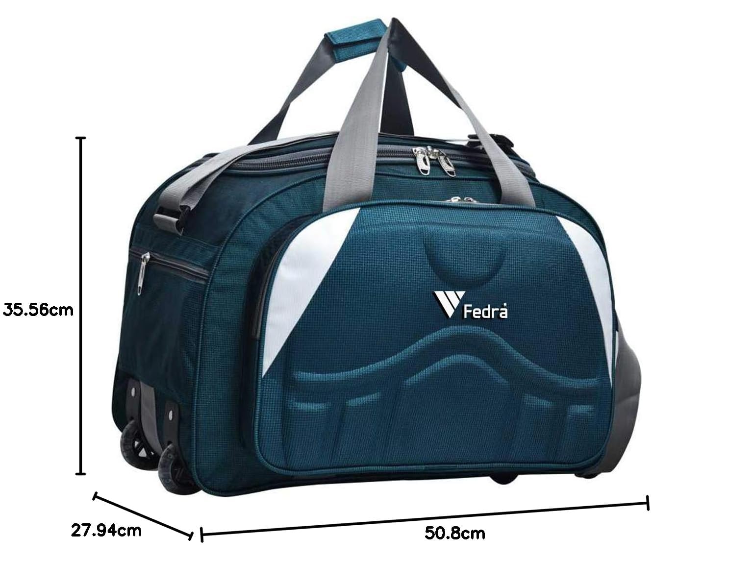 FEDRA Epoch Nylon 55 litres Waterproof Duffle Bag Strolley Duffle Bag- 2 Wheels - Luggage Bag - (Green White) 4