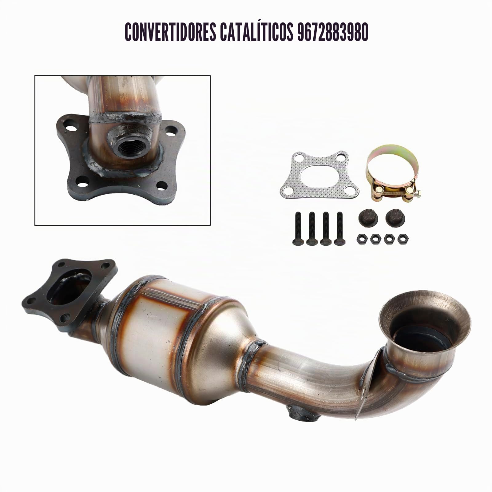 Catalizador 9822117480 Adecuado para Peugeot 108 208 301 308 II para Citroen C1 C3 C4 DS3 1.2 VTi Acero inoxidable