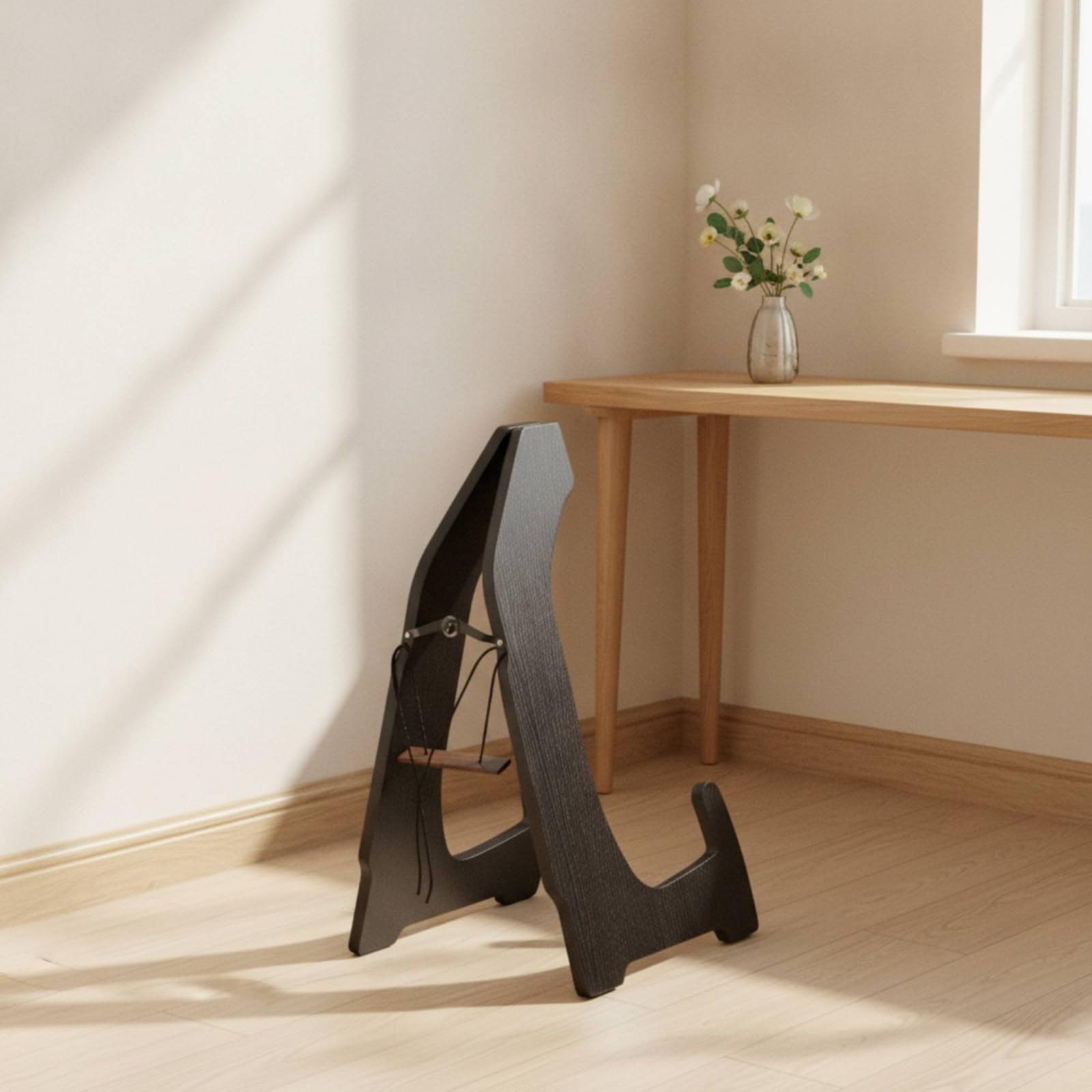 Soporte Guzheng Vertical para Zither Expositor Base de Madera Multiusos Resistente con Correa de Integrada Estructura Estable Adecuado para Músicos y Salas de Ensayo , Negro